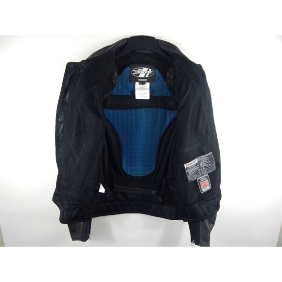 Joe Rocket Leather & Mesh Padded Motorcycle Racing Jacket Black L Men's D89 - Picture 5 of 7